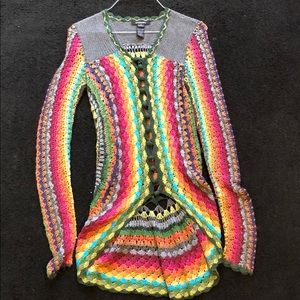 Multi colored Crocheted button cardigan